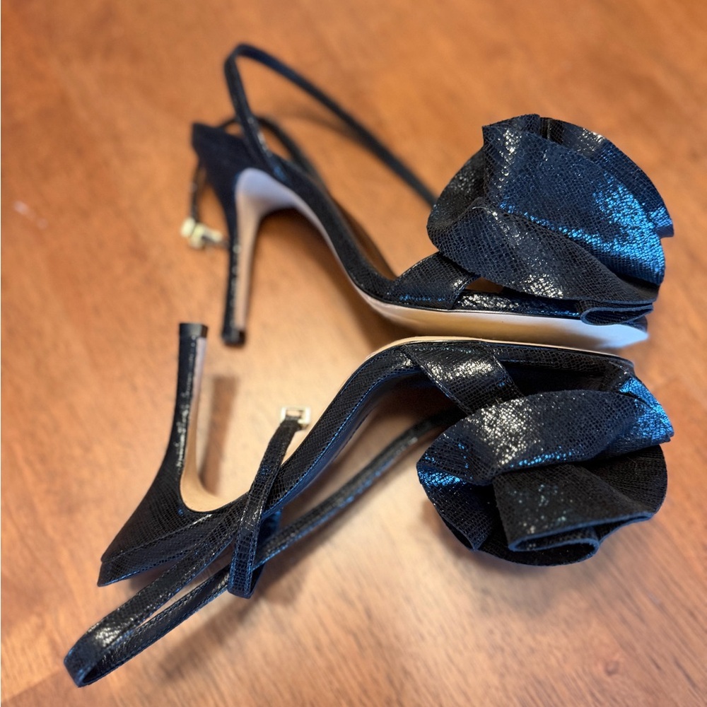 Larroude Shimmering Black Heels - Picture 3 of 6